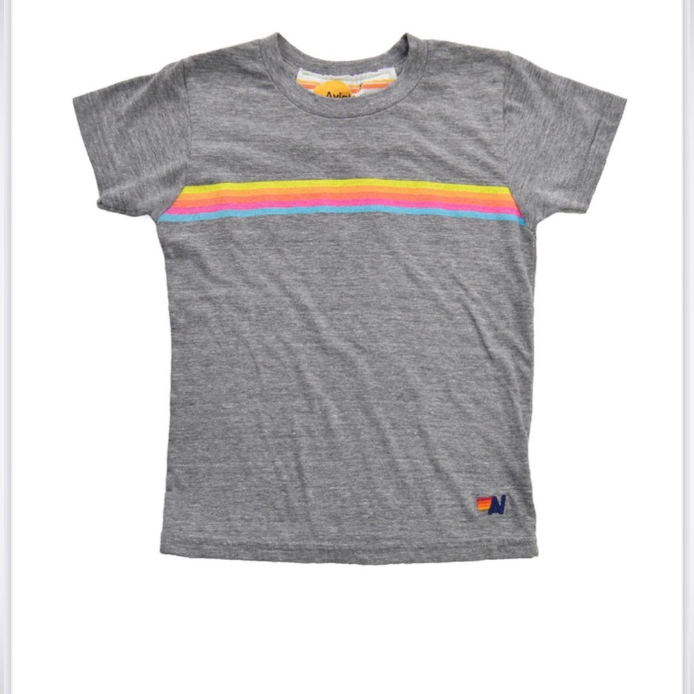 Aviator Nation Kid’s Sunset Tee Heather Grey/Neon Rainbow Size 10 Unisex